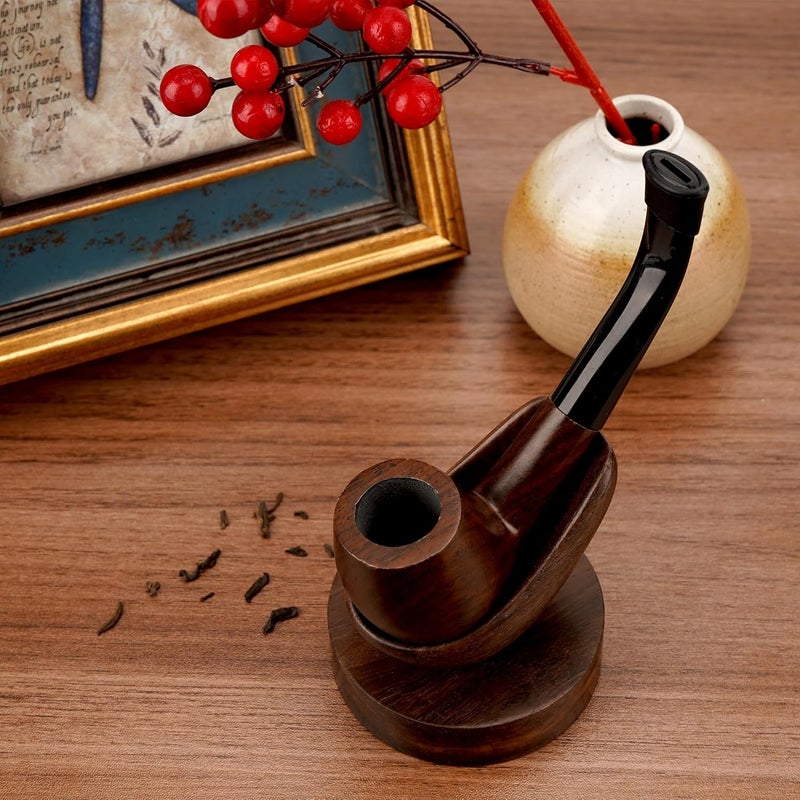 Linkidea Ebony Wood Smoking Pipe Stand, Portable Tobacco Pipe Holder Rack for Men, Wooden Rest Compatible with Most Pipes, Classic Smoking Accessories - Image 4